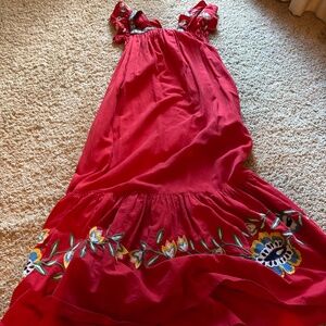Medium lightly used red flowered dress